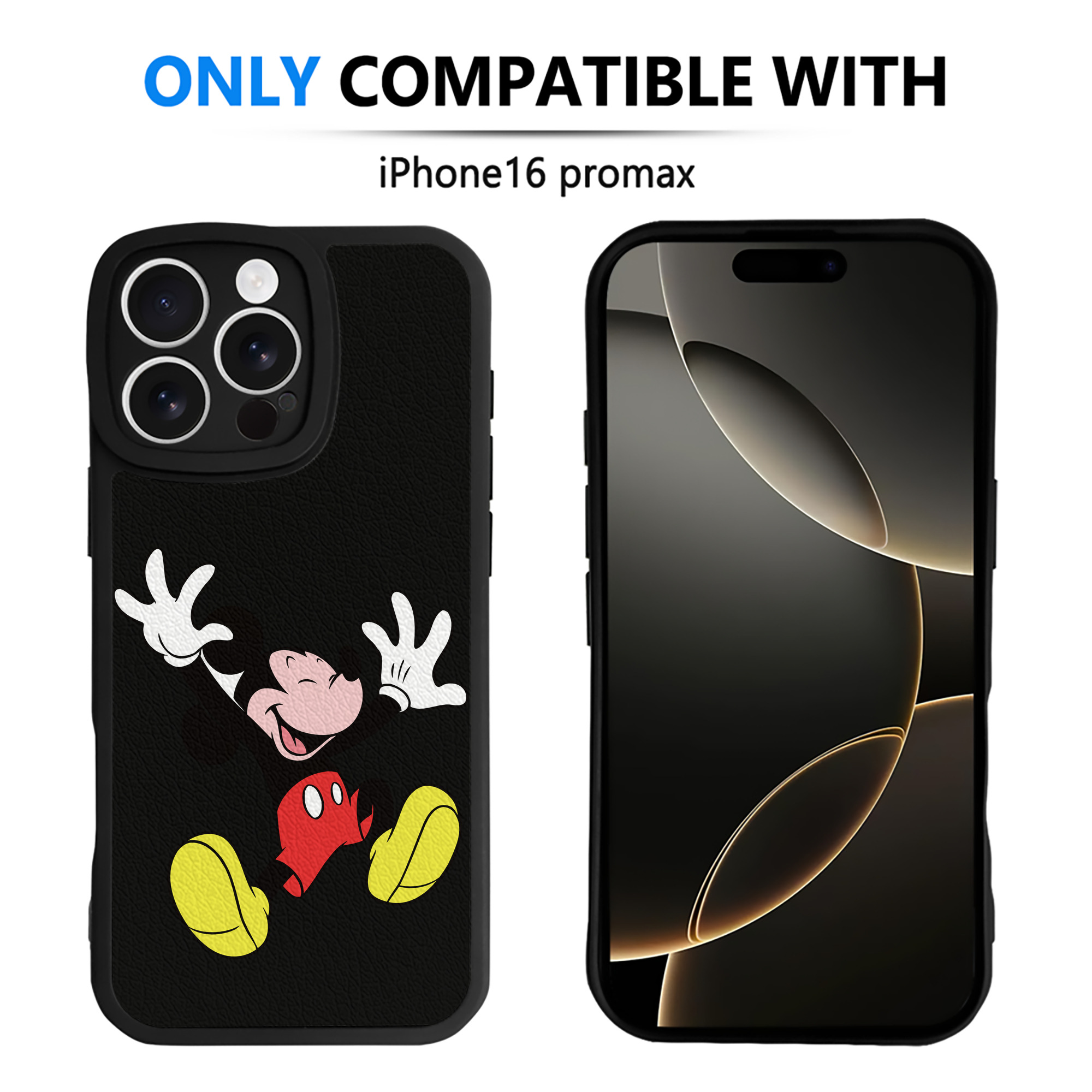 （画像用） ミッキーマウス Mickey Mouse 【iPhone 16シリーズ対応】シリコンスマホケース（レザー調） 材質：シリコン